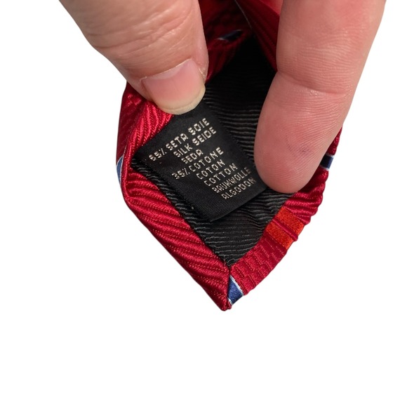 Ermenegildo Zegna Red Stripe Silk Cotton Blend Tie Neckwear Menswear Italy 57 in - Picture 4 of 12